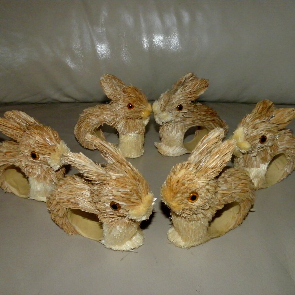 🎈3 for $10 - 6 darling straw bunny napkin rings